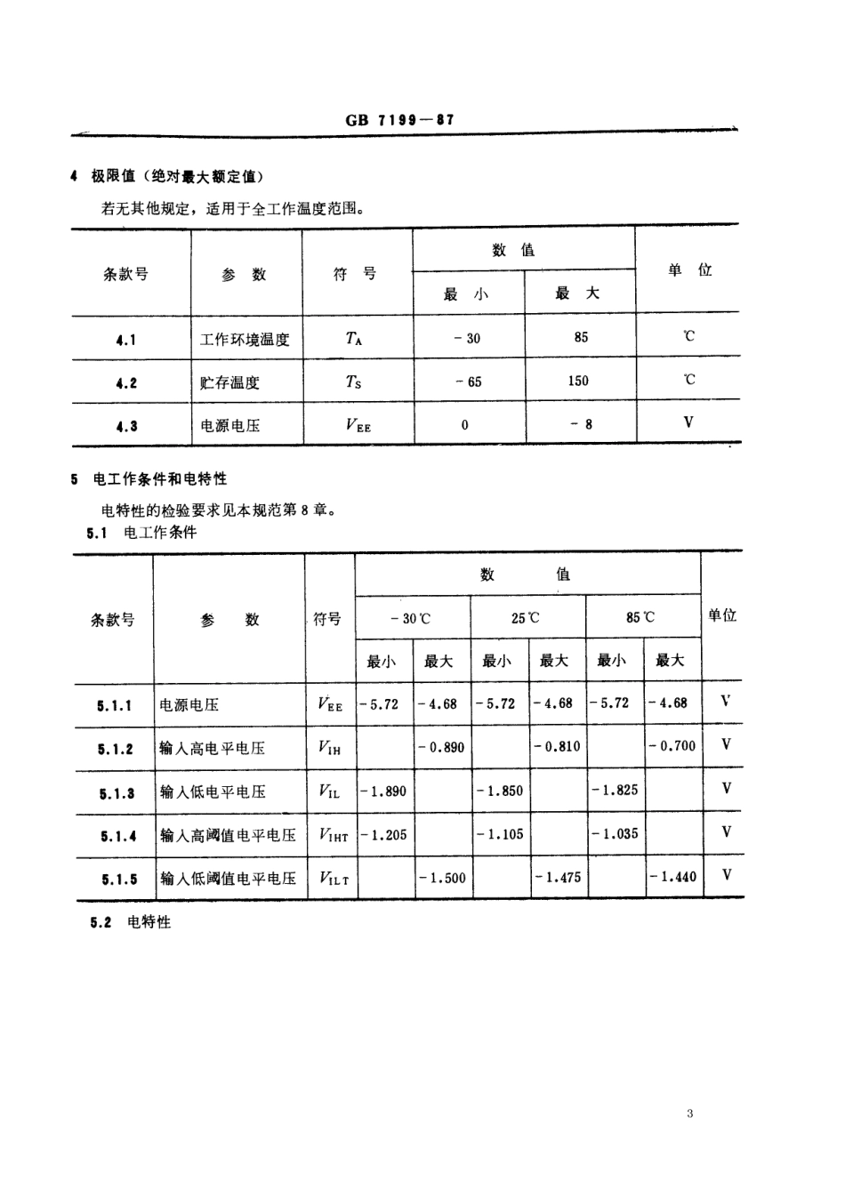 GBT 7199-1987 电子元器件详细规范 半导体集成电路CE10104型ECL四2输入与门(可供认证用).pdf_第3页