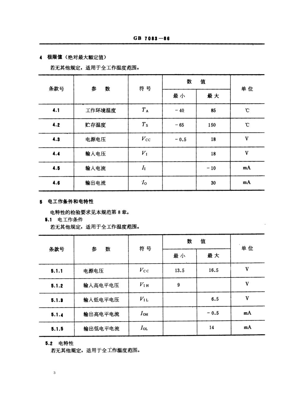 GBT 7083-1986 电子元器件详细规范 半导体集成电路CH2010型HTL四2输入与非门(可供认证用).pdf_第3页