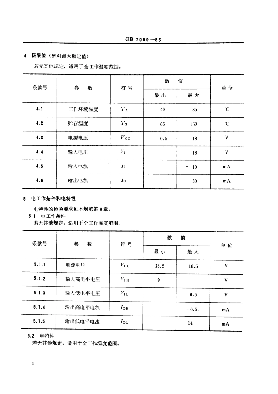 GBT 7080-1986 电子元器件详细规范 半导体集成电路CH2007型HTL四反相器.pdf_第3页