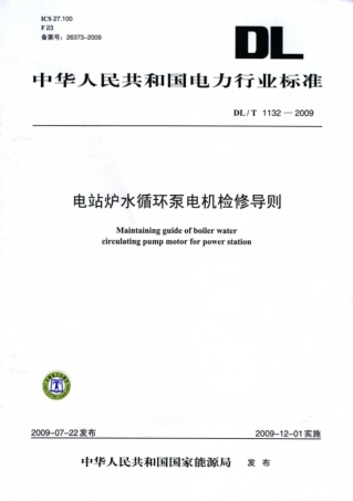【电力行业标准】DLT 1132-2009 电站炉水循环泵电机检修导则.pdf