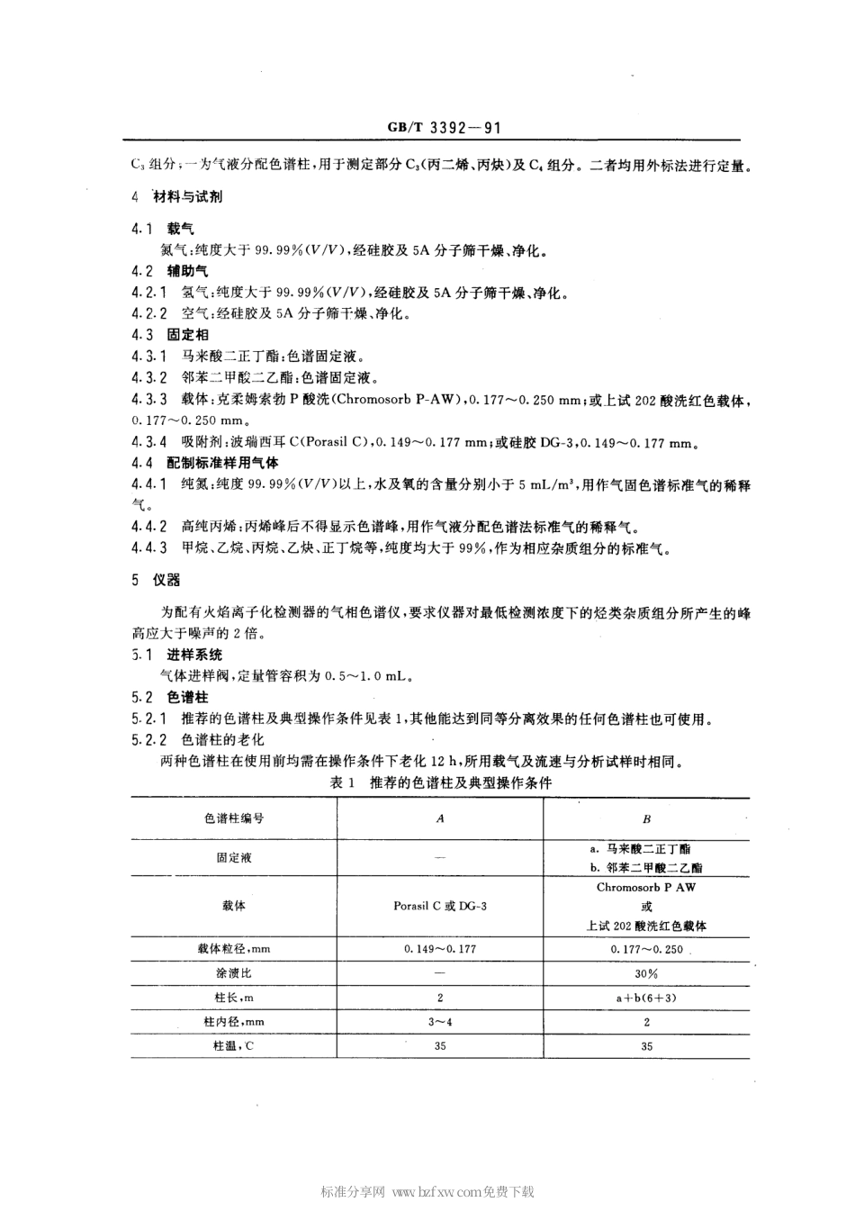 GBT 3392-1991 工业用丙烯中烃类杂质的测定 气相色谱法.pdf_第2页