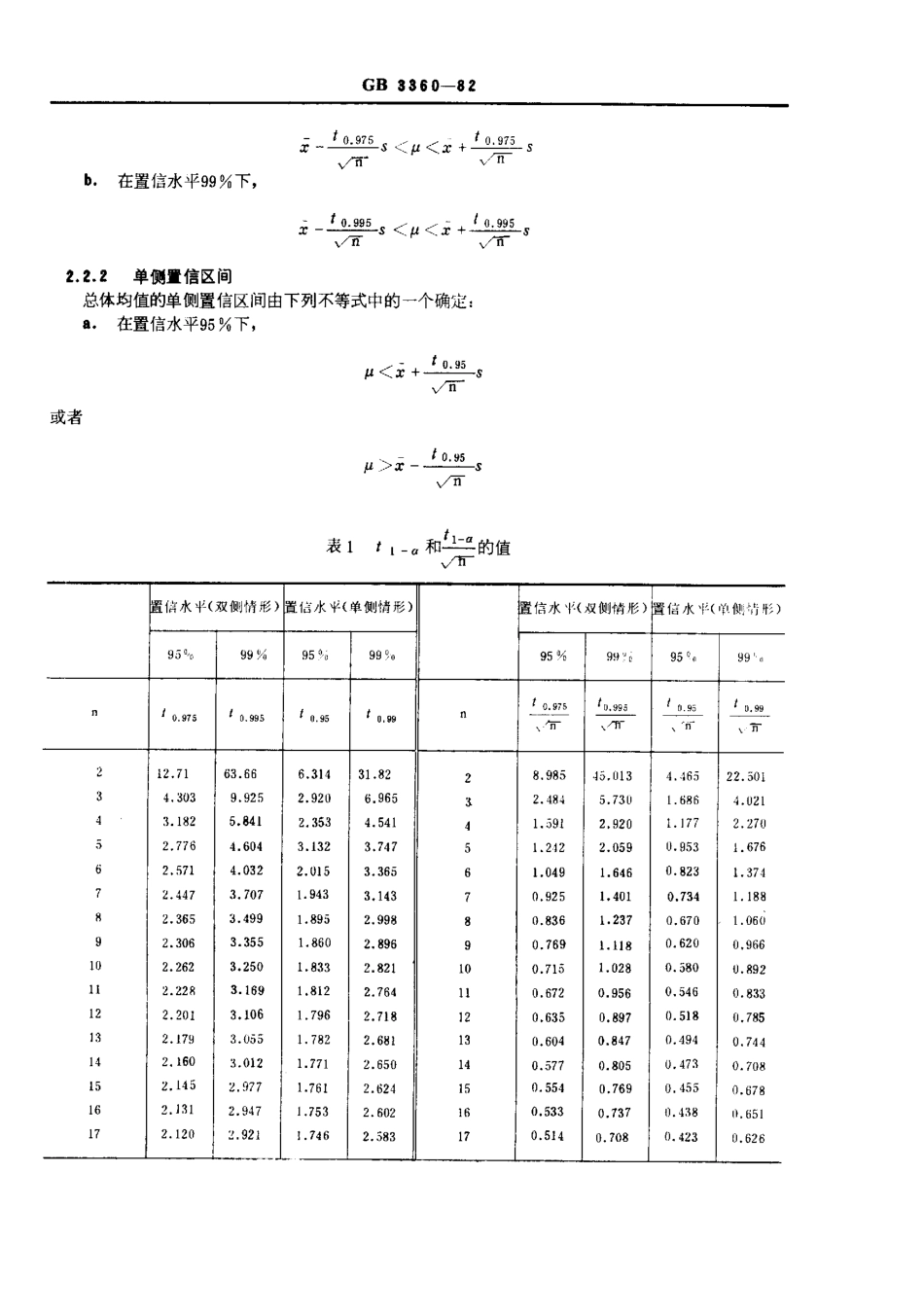 GBT 3360-1982 数据的统计处理和解释 均值的估计和置信区间.pdf_第3页