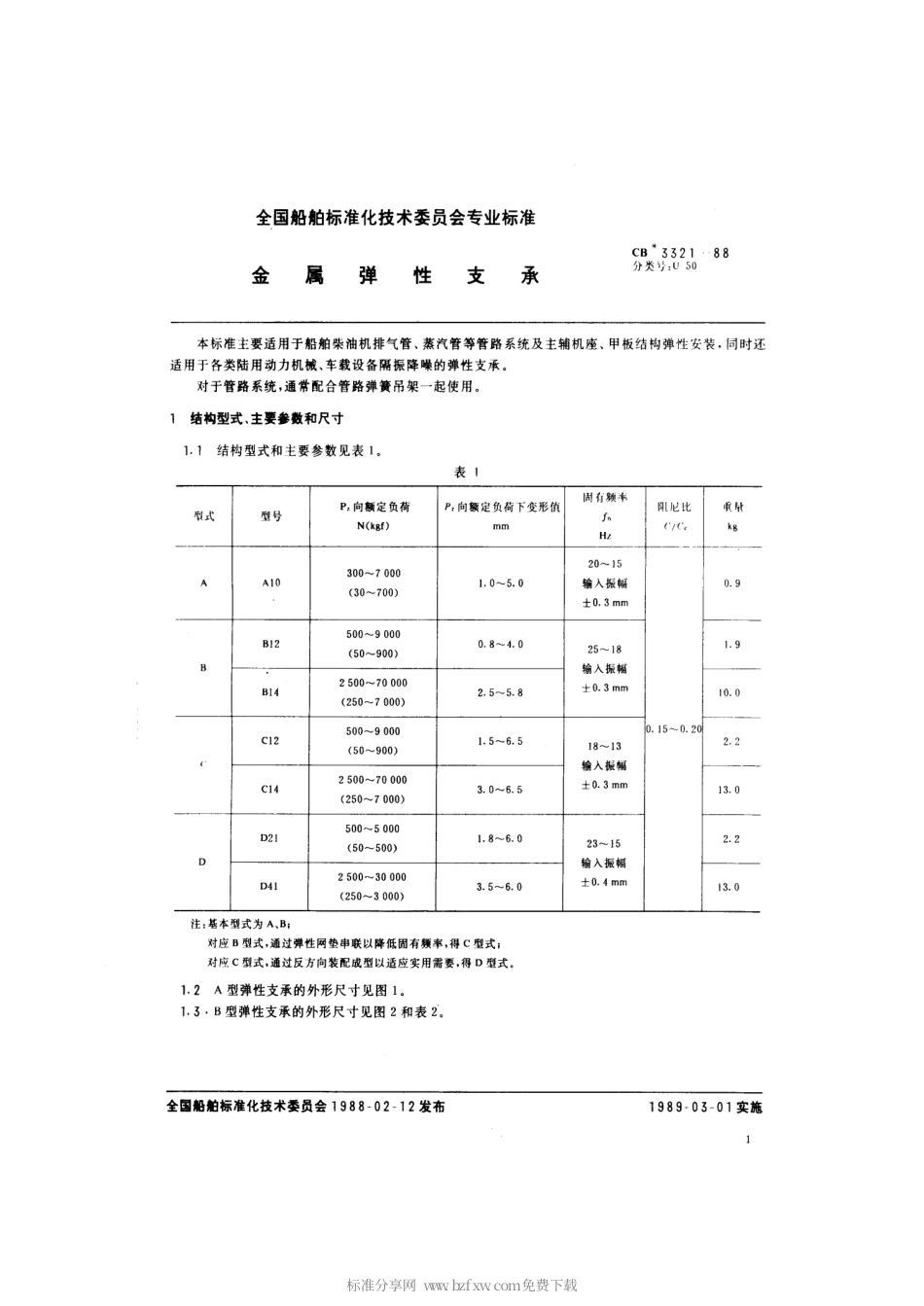 CB 3321-1988 金属弹性支承.pdf_第2页