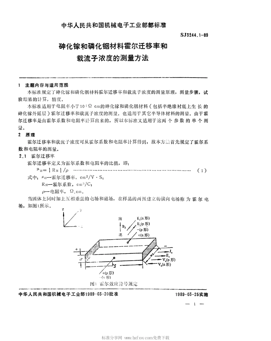 SJ 3244.1-1989 砷化镓和磷化铟材料霍尔迁移率和载流子浓度的测量方法.pdf_第2页