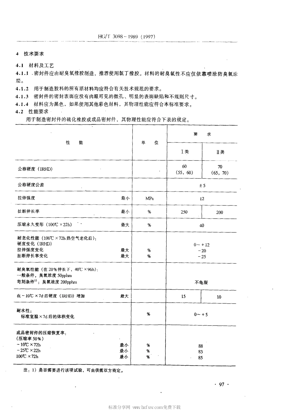 HG 3098-1989 混凝土道路伸缩缝用预成型硫化橡胶压缩密封件材料规范.pdf_第2页