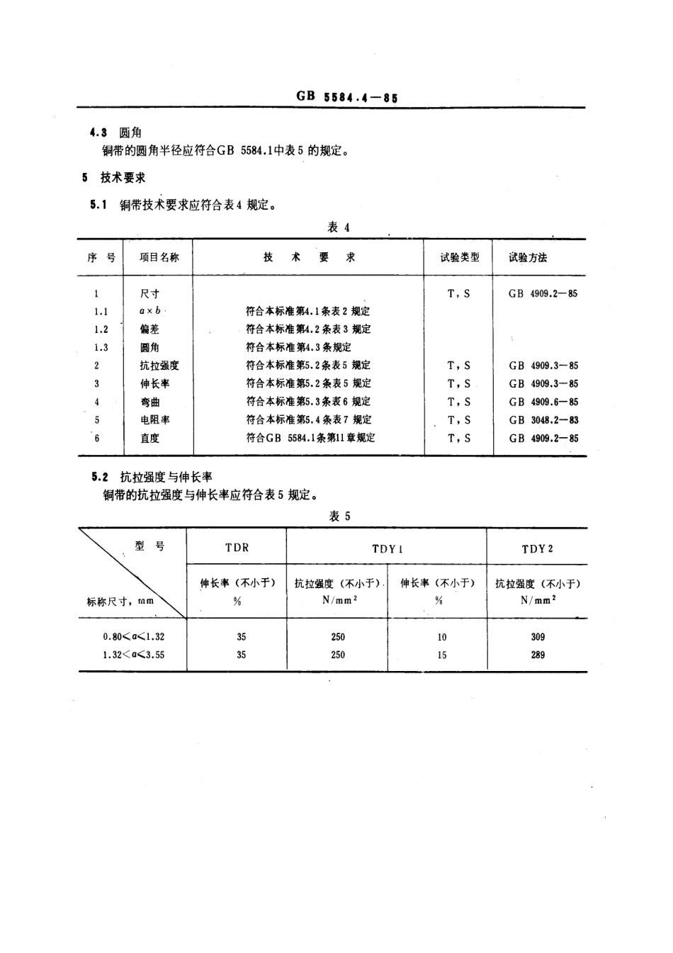 GB 5584.4-1985 电工用铜、铝及其合金扁线 第4部分：铜带.pdf_第2页