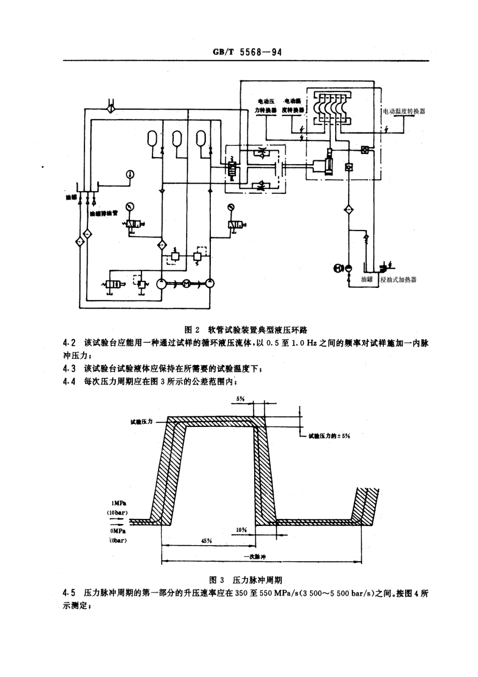 GBT 5568-1994 橡胶、塑料软管及软管组合件 无屈挠液压脉冲试验.pdf_第3页