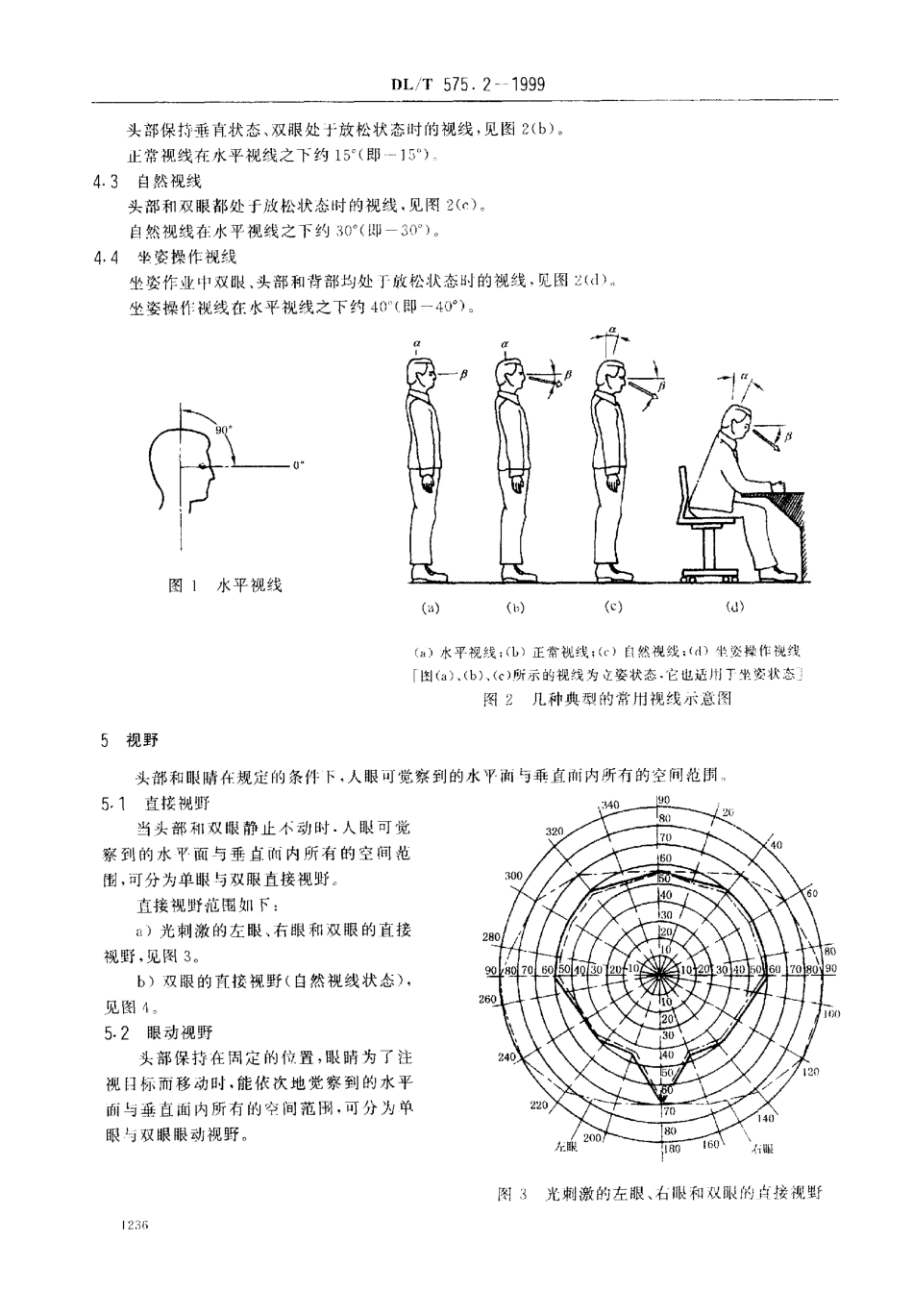 【电力行业标准】DLT 575.2-1999 控制中心人机工程设计导则 第2部分：视野与视区划分.pdf_第3页