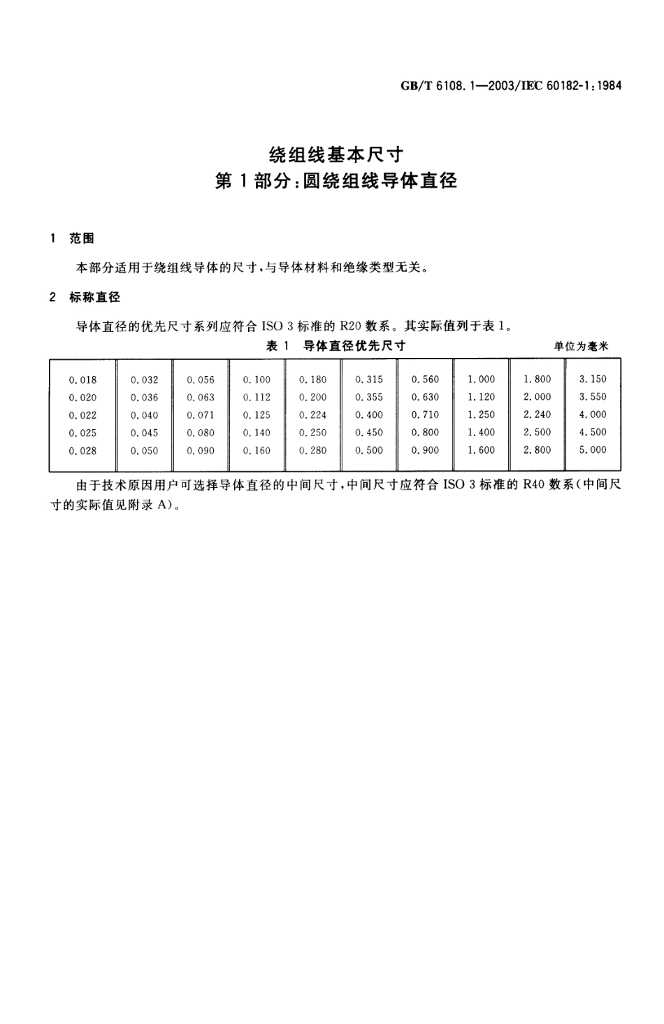 GBT 6108.1-2003 绕组线基本尺寸 第1部分：圆绕组线导体直径.pdf_第3页