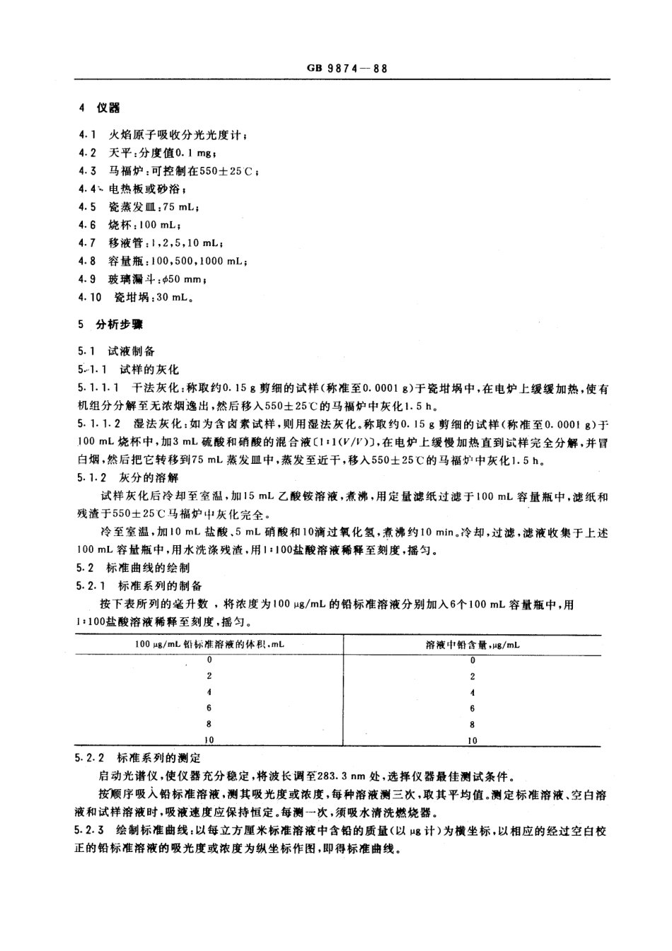 GBT 9874-1988 硫化橡胶中金属含量的测定 火焰原子吸收光谱法 第三部分：铅含量的测定.pdf_第2页