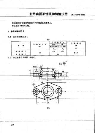 CBT 3848-1999 船用扁圆形铸铁和铸钢法兰.pdf