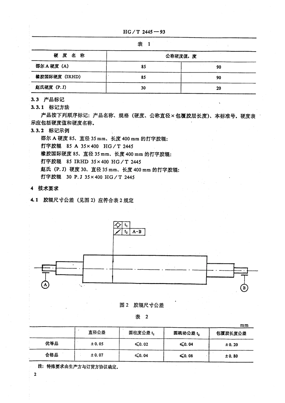 HGT 2445-1993 电子打字(印)机胶辊.pdf_第2页