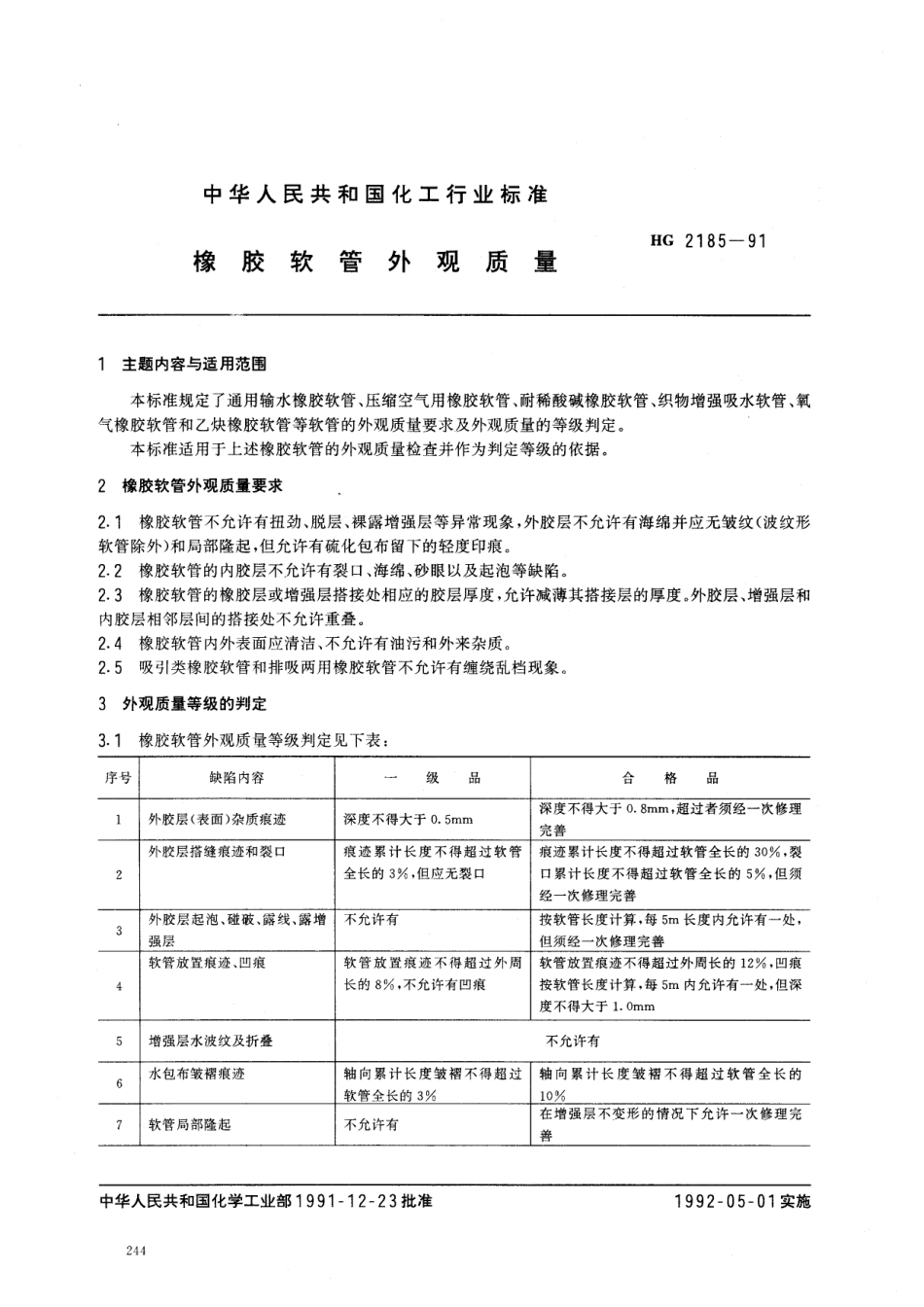 HGT 2185-1991 橡胶软管外观质量.pdf_第1页