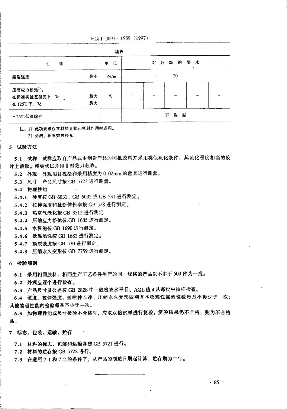 HG 3097-1989 110℃以下热水输送管橡胶密封圈材料规范.pdf_第3页