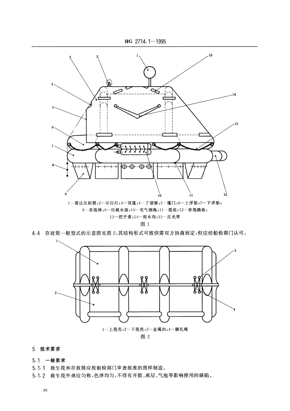 HG 2714.1-1995 气胀救生筏 A、D型筏.pdf_第3页
