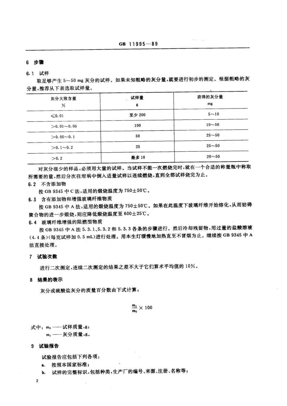 GB 11995-1989 聚对苯二甲酸烃酯中灰分测定方法.pdf_第3页
