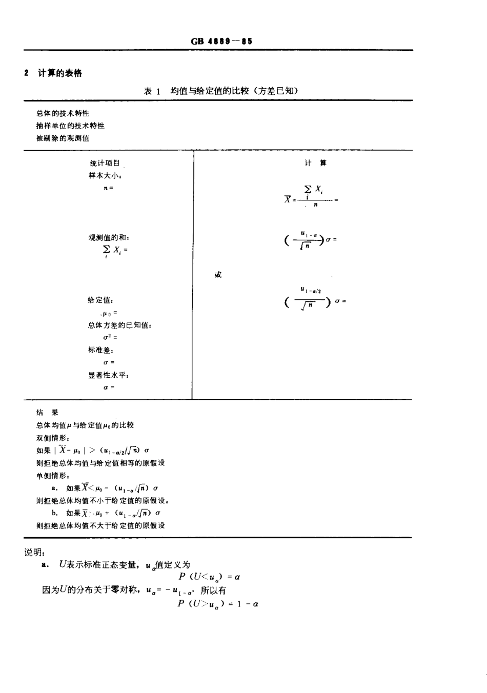 GB 4889-1985 数据的统计处理和解释 正态分布均值和方差的估计与检验方法.pdf_第2页