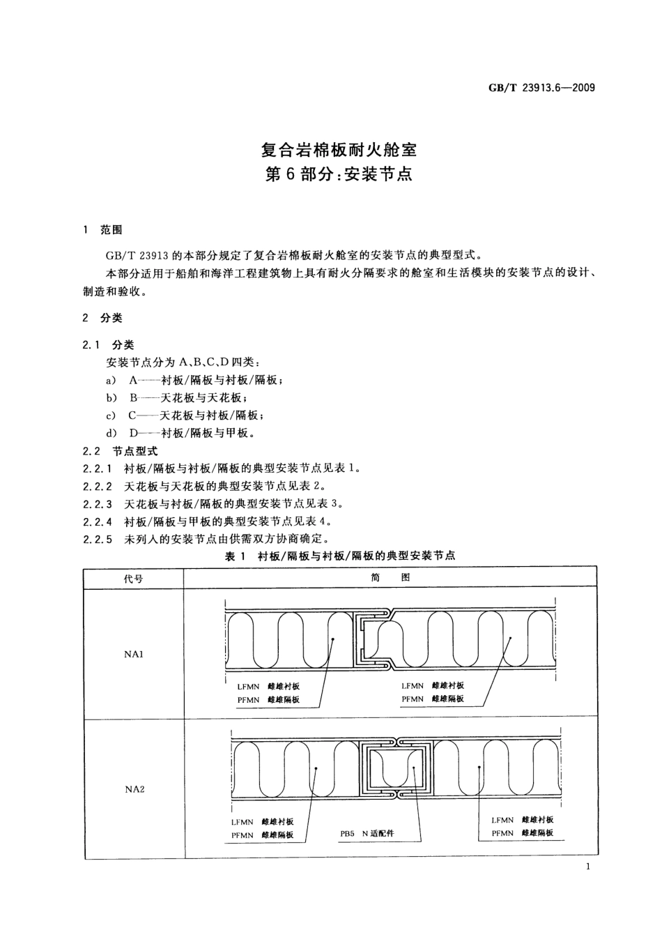 GBT 23913.6-2009 复合岩棉板耐火舱室 第6部分：安装节点.pdf_第3页