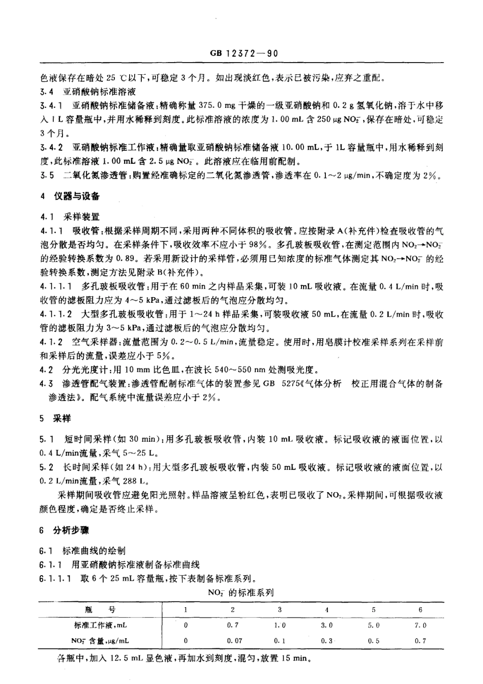 GB 12372-1990 居住区大气中二氧化氮检验标准方法 改进的Ssltzman法.pdf_第2页