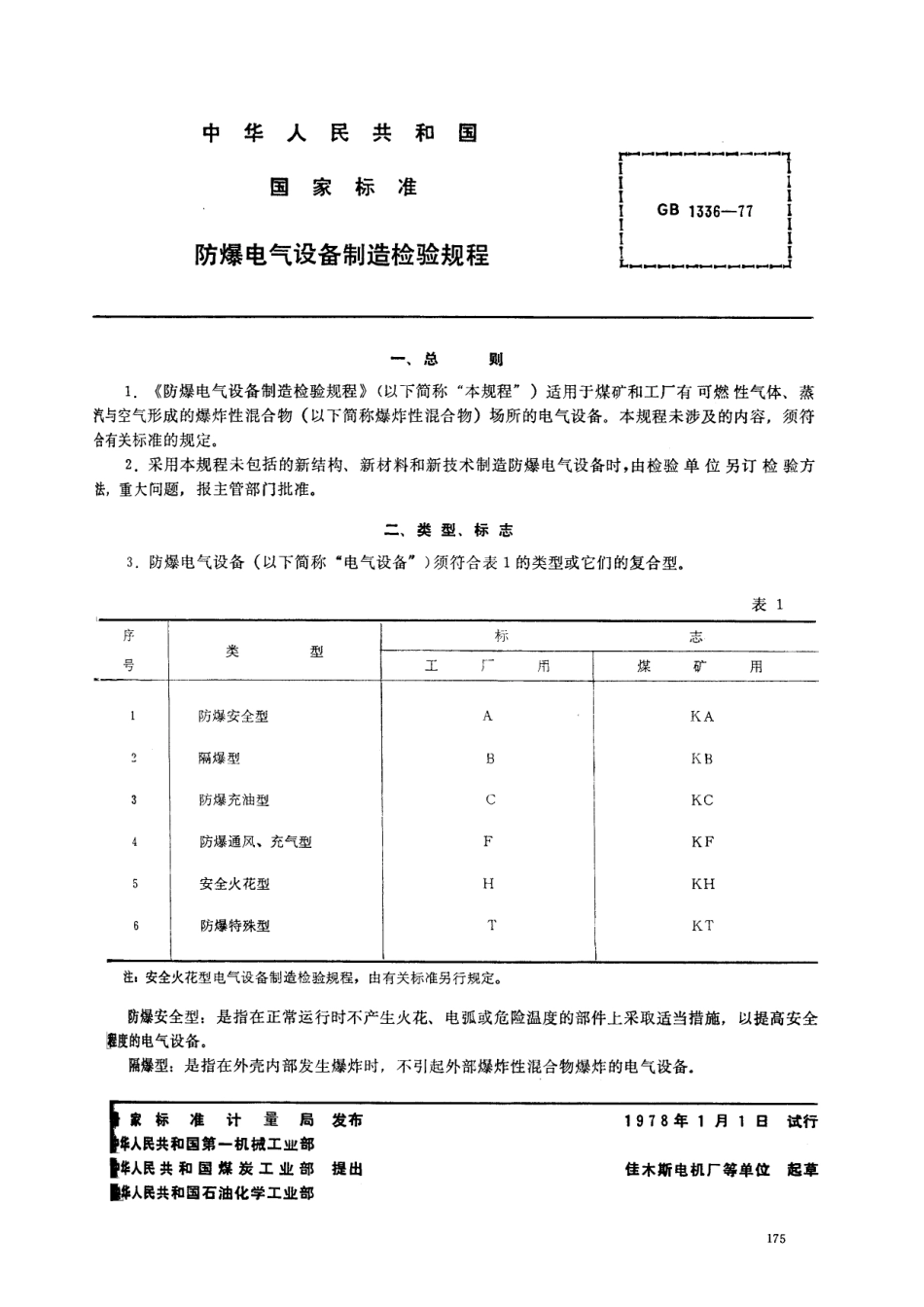 GBT 1336-1977 防爆电气设备制造检验规程.pdf_第1页