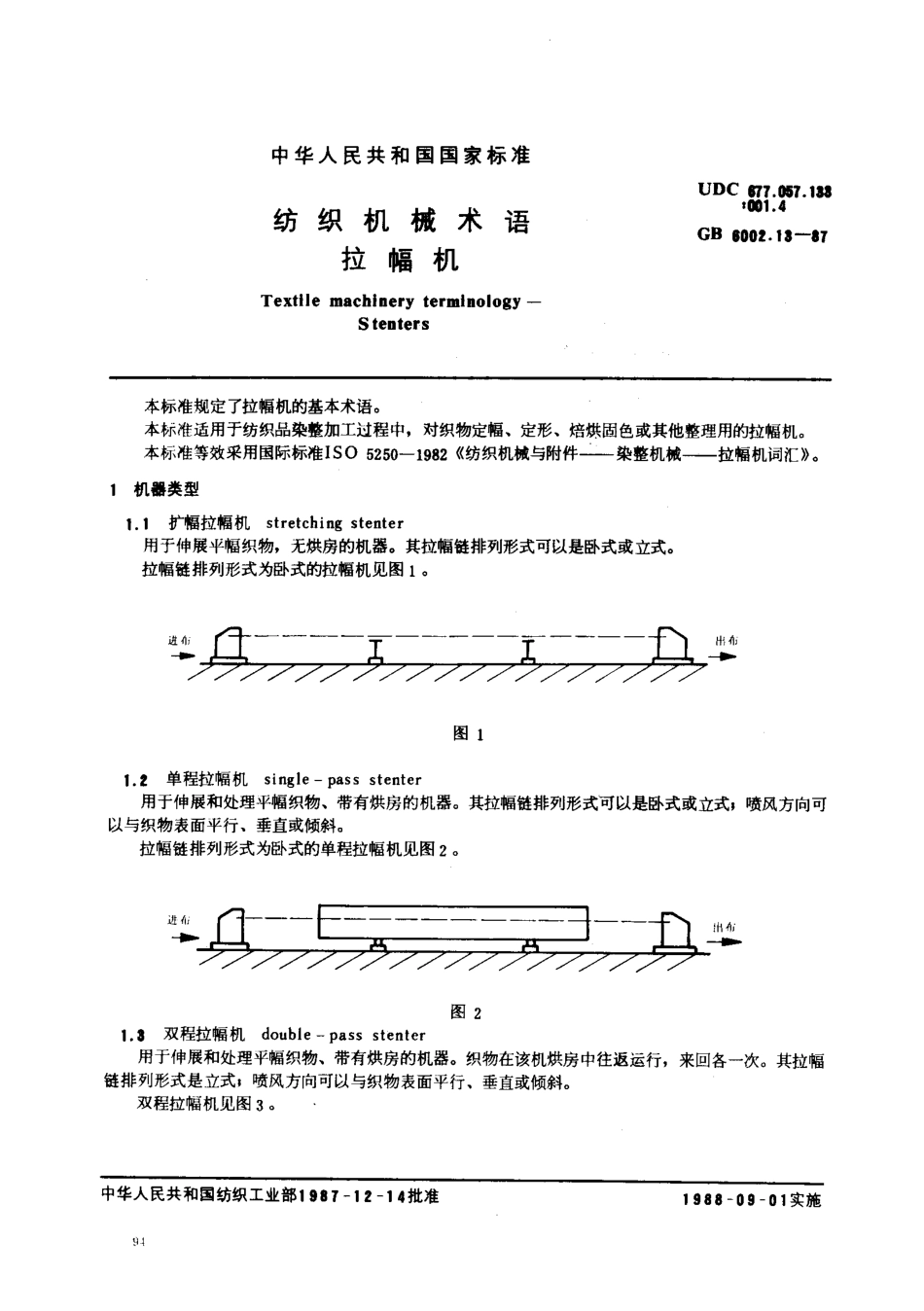 GB 6002.13-1987 纺织机械术语 拉幅机.pdf_第1页
