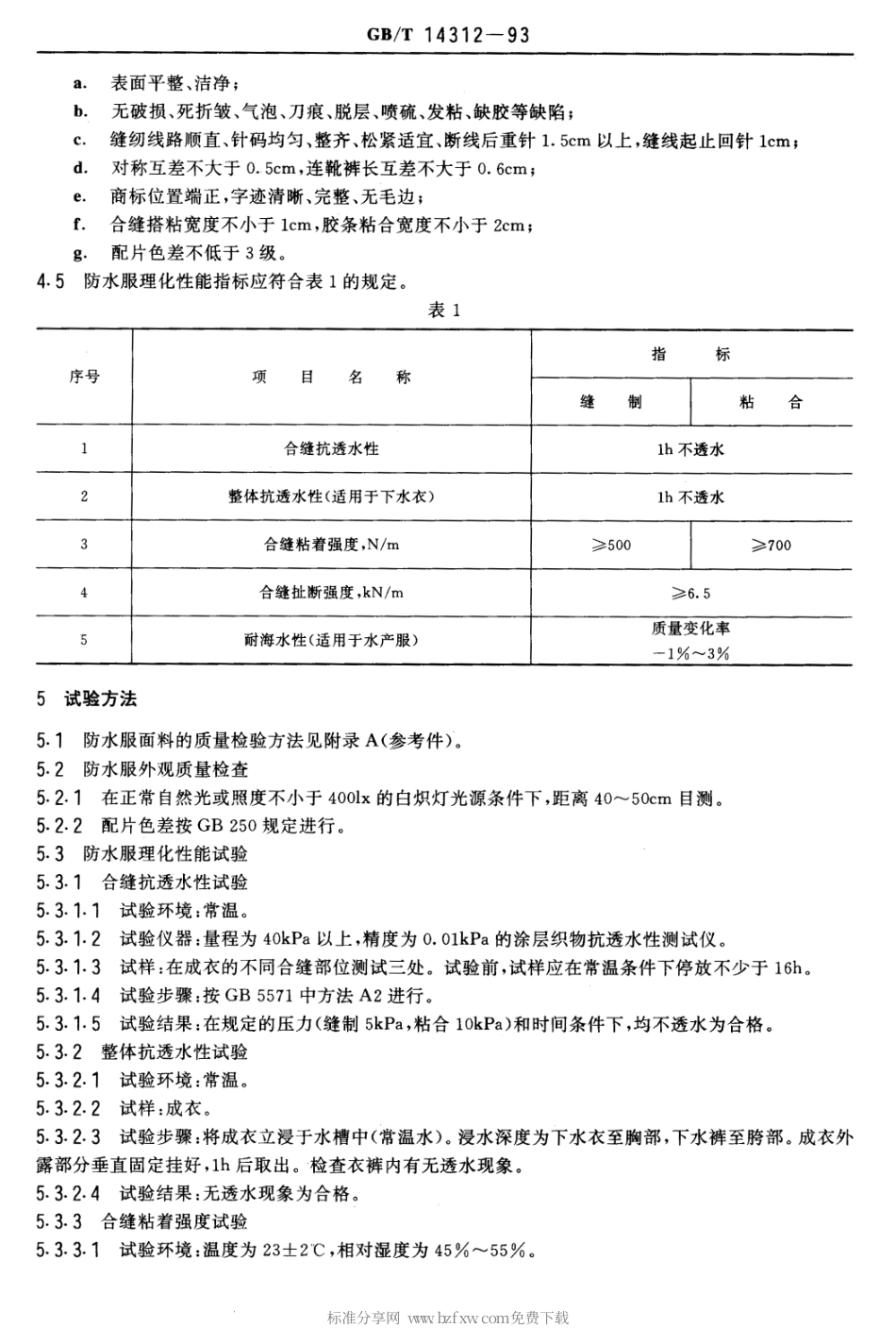 GBT 14312-1993 防水服通用技术条件.pdf_第2页