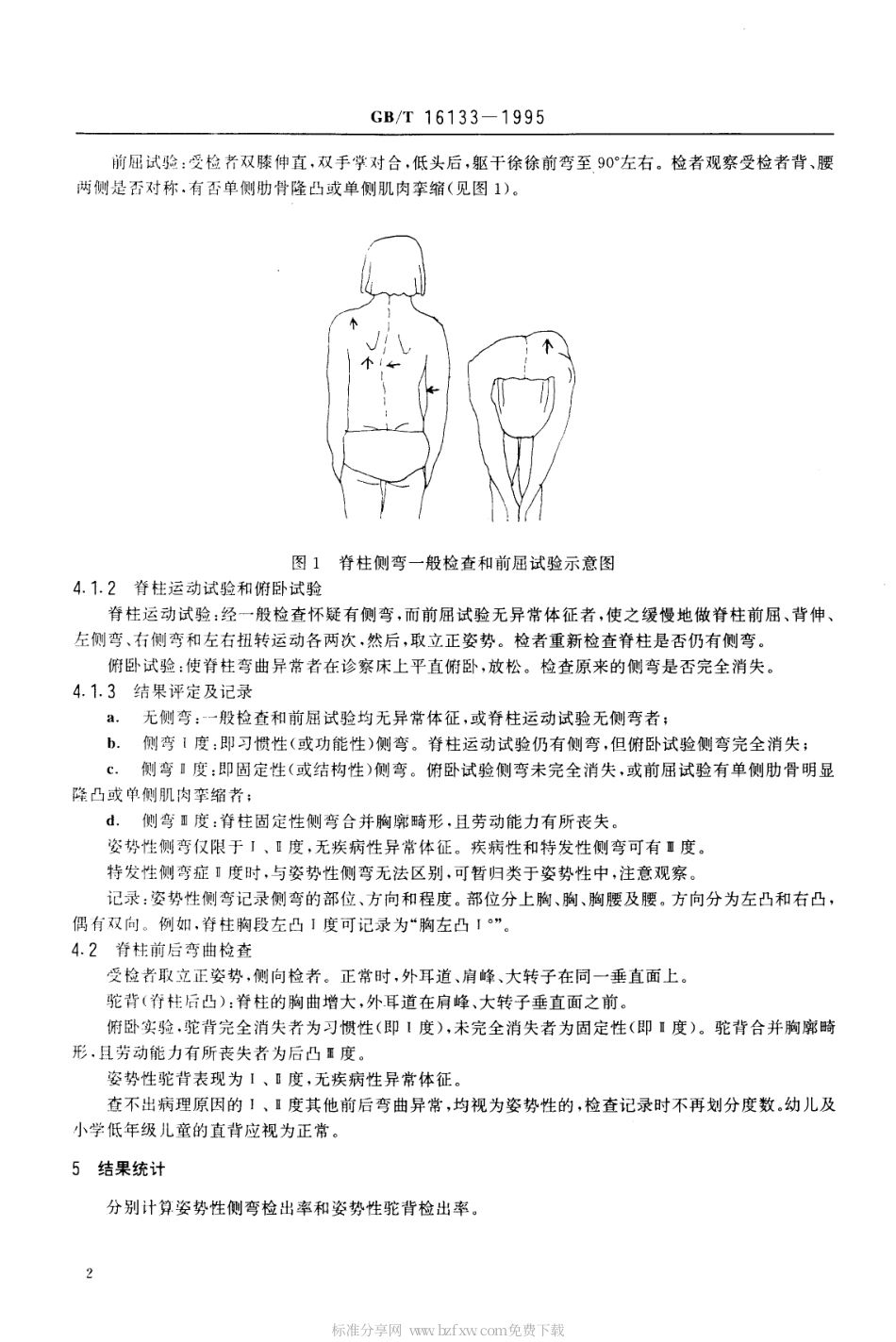GBT 16133-1995 儿童少年脊柱弯曲异常的初筛.pdf_第2页