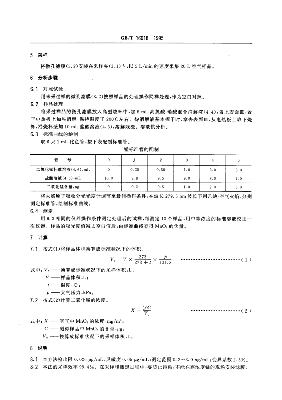 GBT 16018-1995 车间空气中锰及其化合物的火焰原子吸收光谱测定方法.pdf_第2页