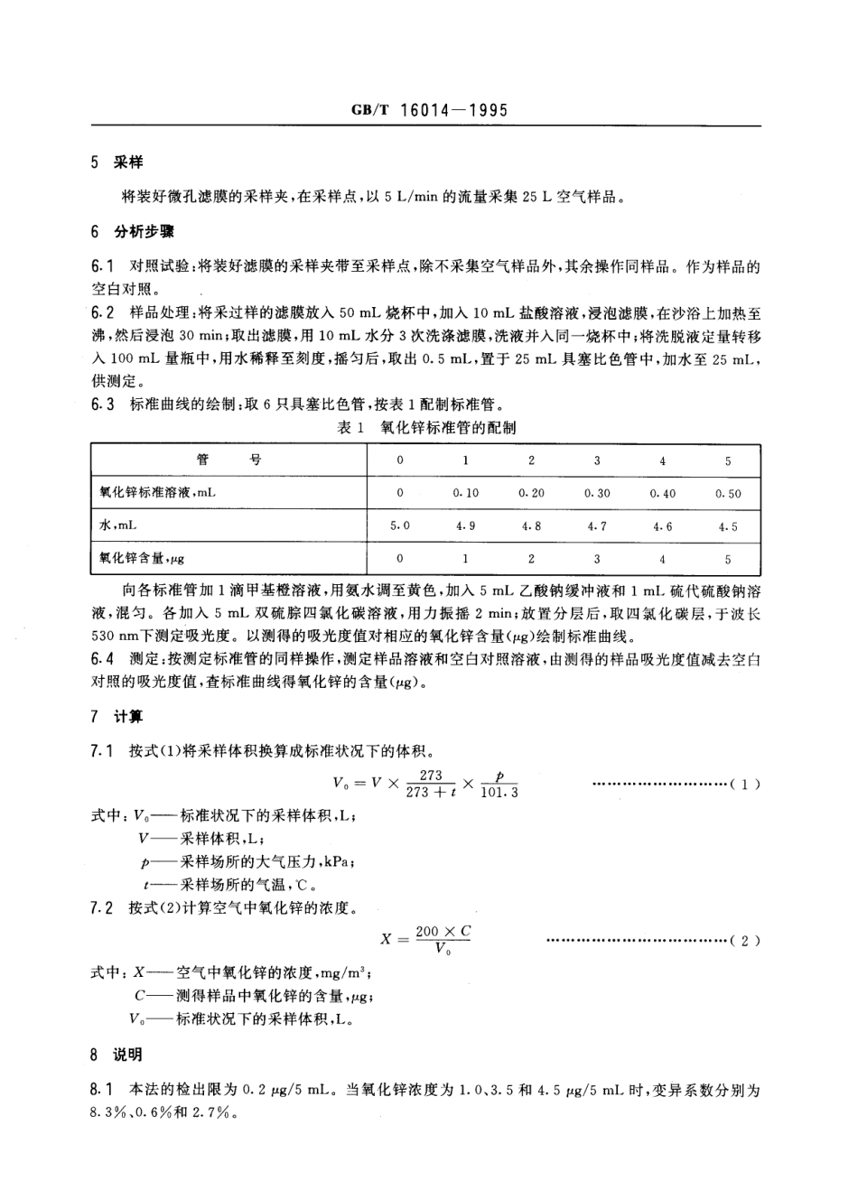 GBT 16014-1995 车间空气中氧化锌的双硫腙分光光度测定方法.pdf_第3页
