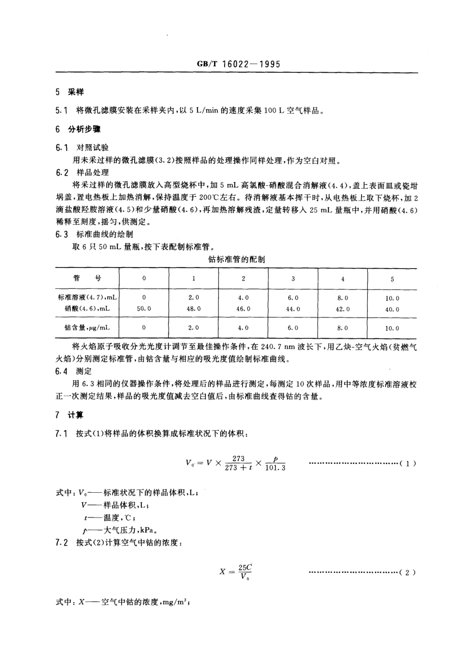 GBT 16022-1995 车间空气中钴及其化合物的火焰原子吸收光谱测定方法.pdf_第2页