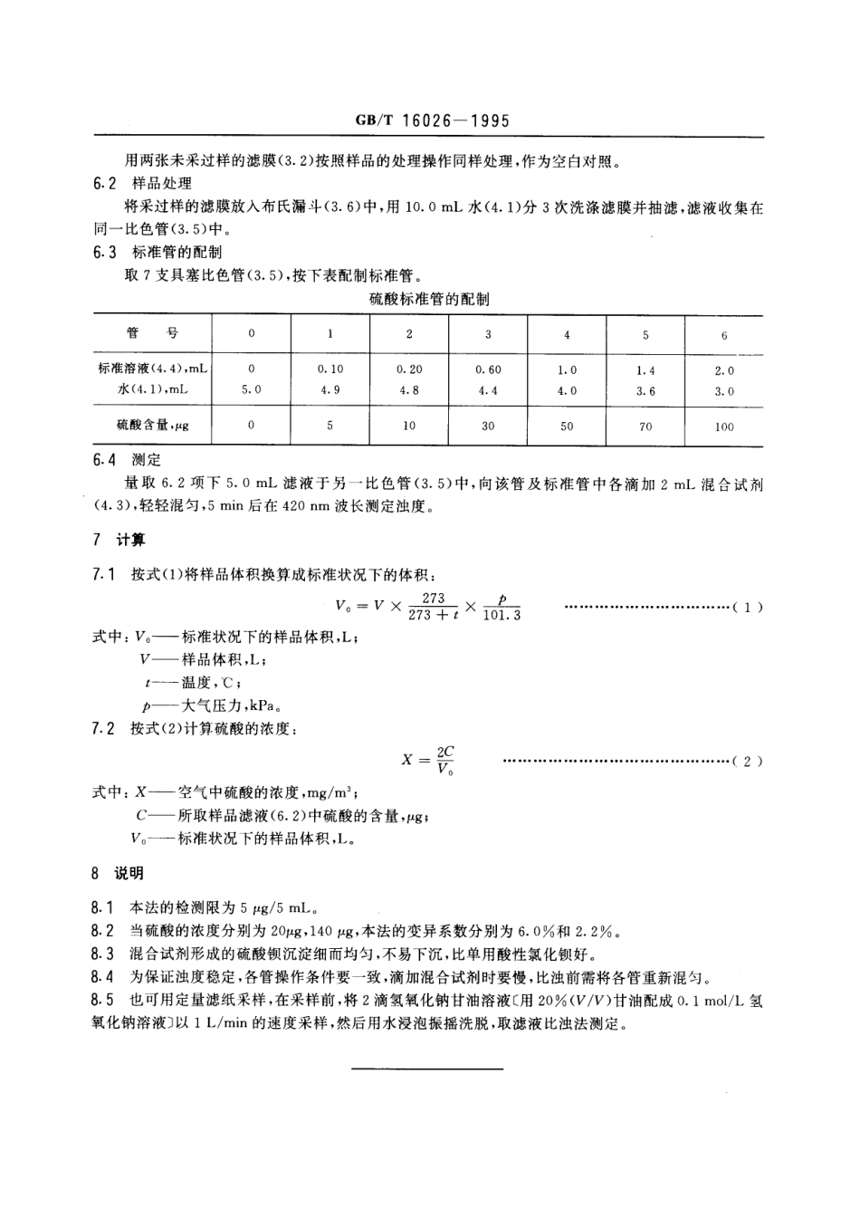 GBT 16026-1995 车间空气中硫酸及三氧化硫的氯化钡比浊测定方法.pdf_第2页