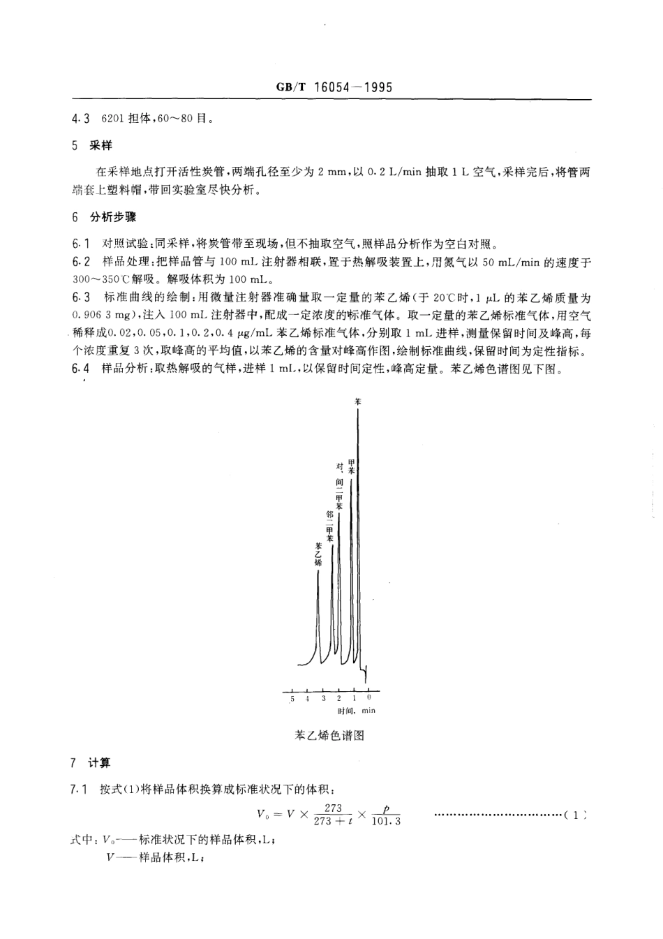 GBT 16054-1995 车间空气中苯乙烯的热解吸气相色谱测定方法.pdf_第2页