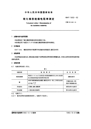 GBT 1692-1992 硫化橡胶绝缘电阻率测定.pdf