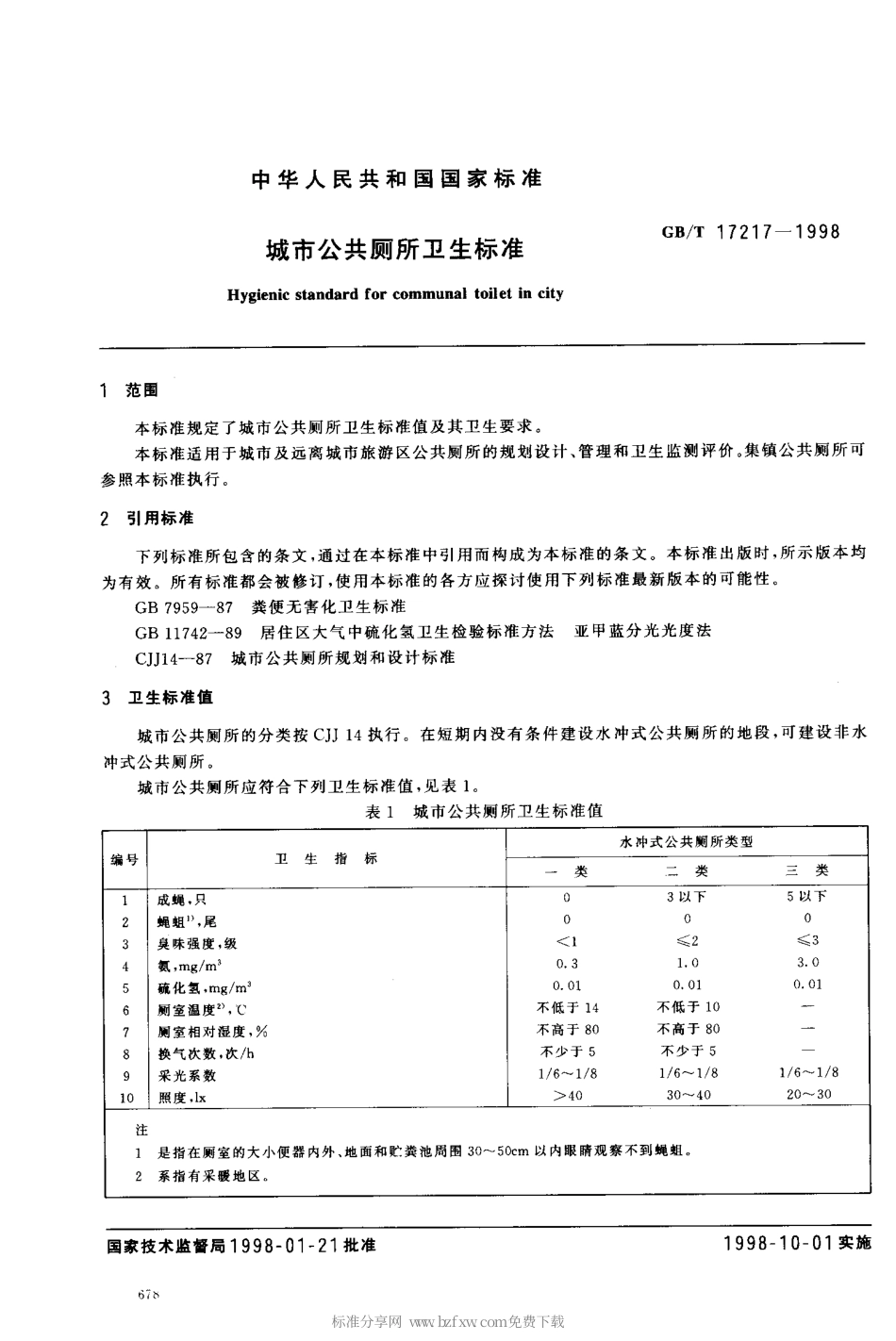 GBT 17217-1998 城市公共厕所卫生标准.pdf_第2页
