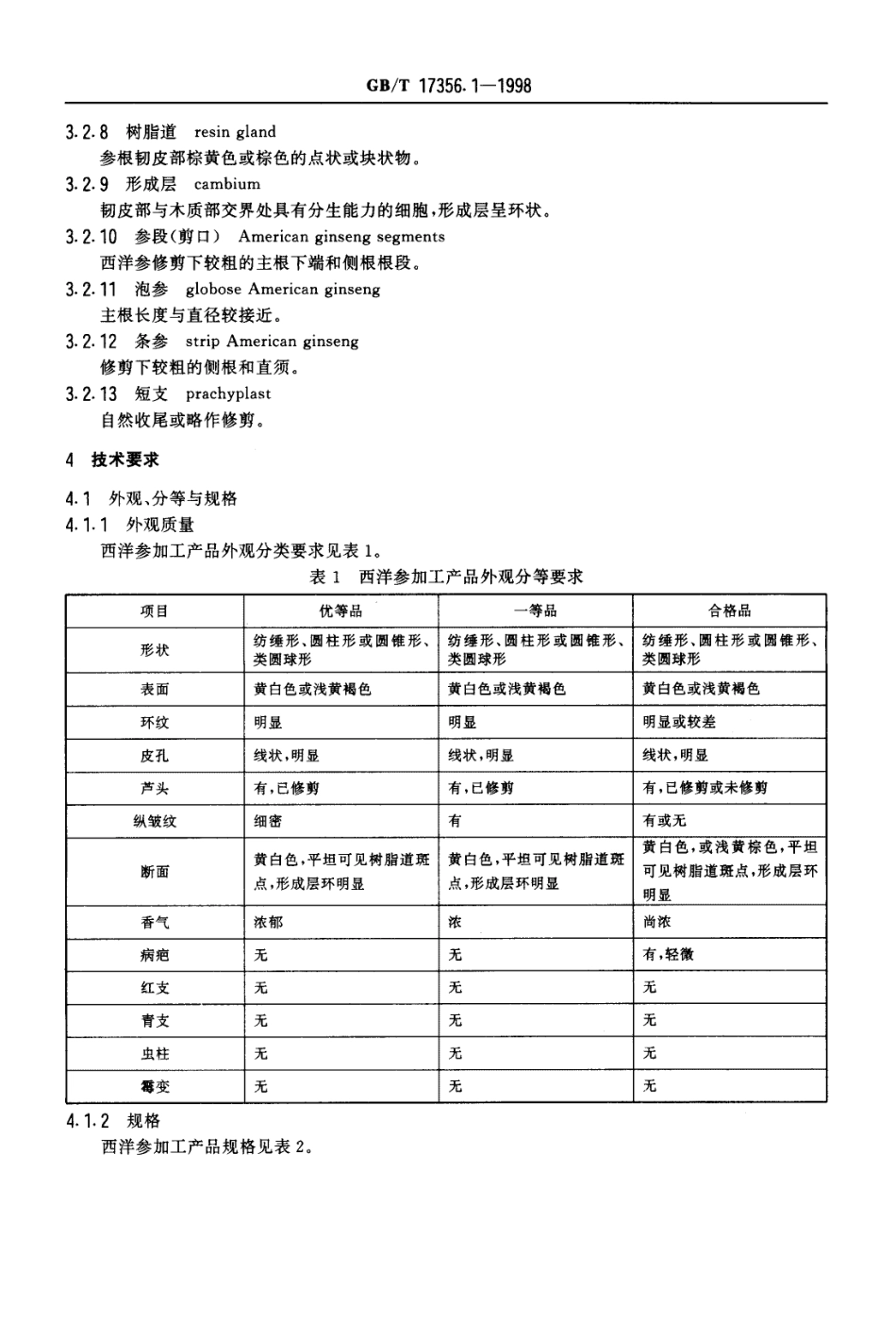 GBT 17356.1-1998 西洋参加工产品分等质量标准.pdf_第3页