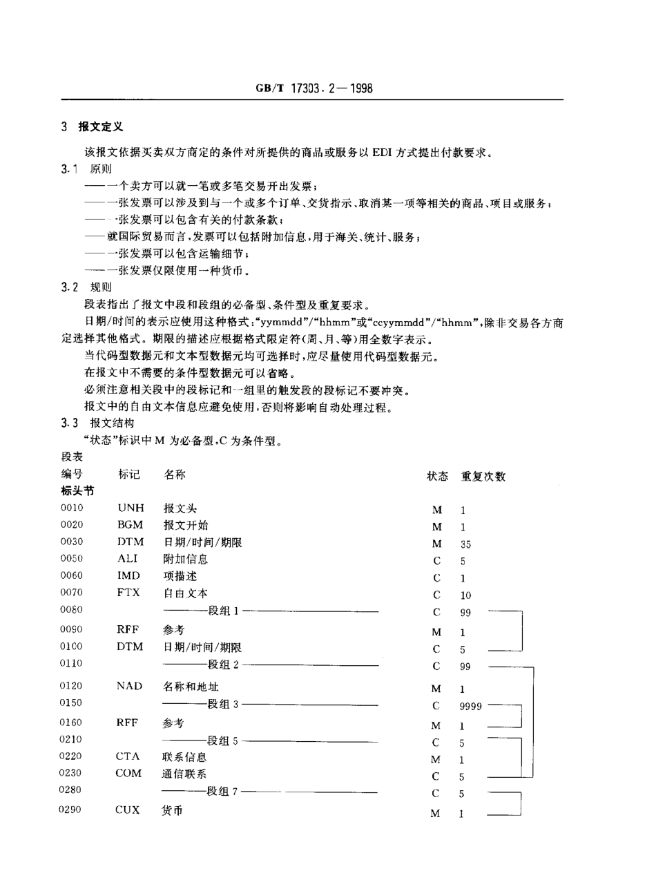 GBT 17303.2-1998 发票报文 第2部分 国际贸易商业发票报文.pdf_第3页