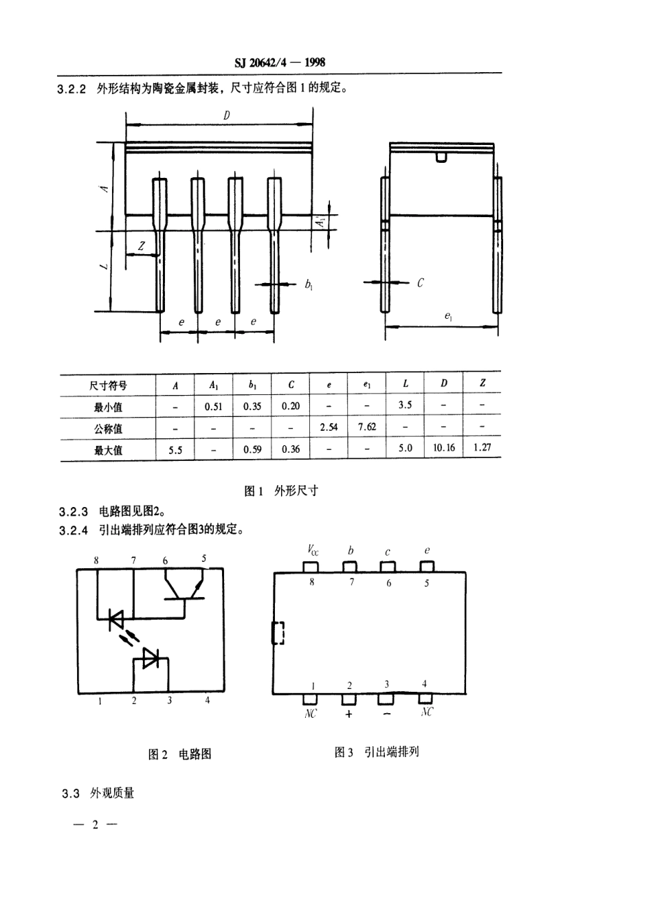 【电子行业军用标准】SJ 20642.4-1998 半导体光电模块GH81型光耦合器详细规范.pdf_第3页