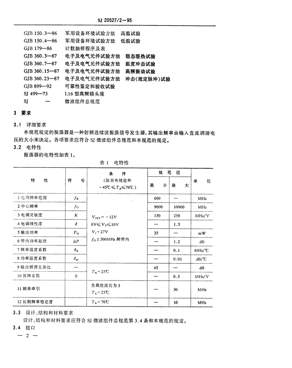 【电子行业军用标准】SJ 20527.2-1995 微波组件WFZ817型压控振荡器详细规范.pdf_第3页