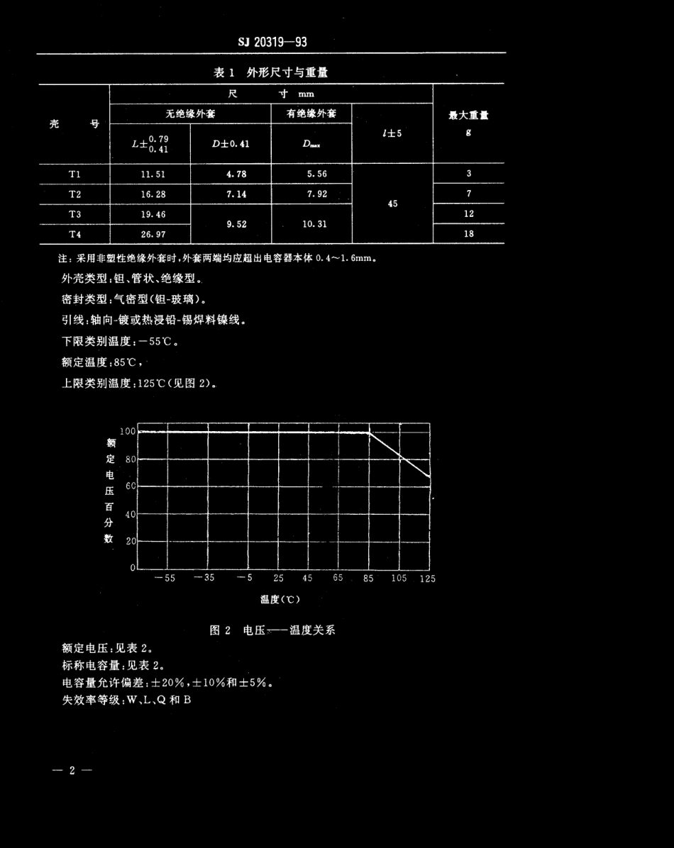【电子行业军用标准】SJ 20319-1993 CAK38型有可靠性指标的非固体电解质钽电容器详细规范.pdf_第3页