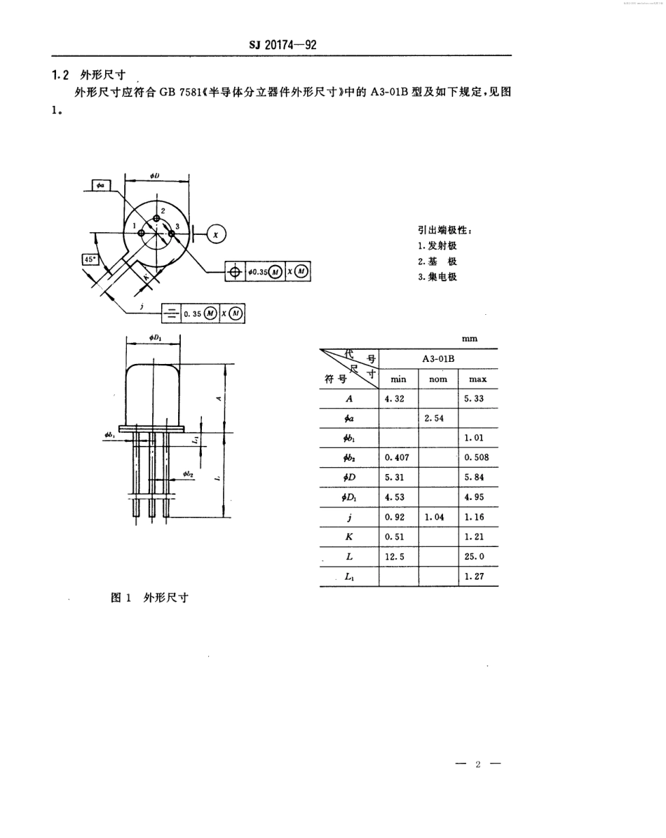 【电子行业军用标准】SJ 20174-1992 半导体分立器件3DK2221(2221A、2222、2222A)型NPN硅小功率开关晶体管详细规范.pdf_第2页