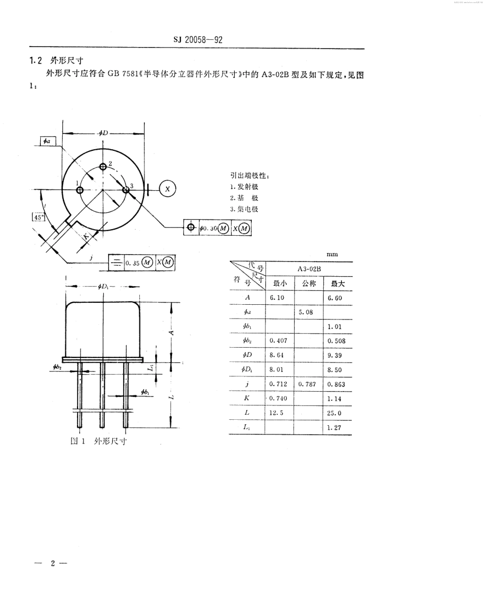 【电子行业军用标准】SJ 20058-1992 半导体分立器件 3DK105型NPN硅小功率开关晶体管详细规范.pdf_第2页