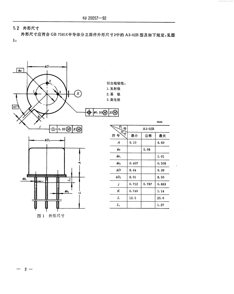 【电子行业军用标准】SJ 20057-1992 半导体分立器件 3DK104型NPN硅小功率开关晶体管详细规范.pdf_第2页