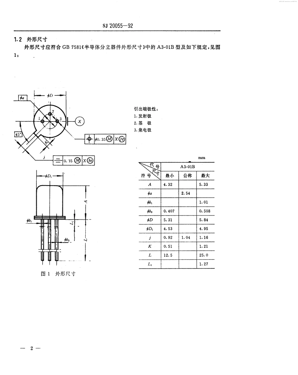 【电子行业军用标准】SJ 20055-1992 半导体分立器件 3DK102型NPN硅小功率开关晶体管详细规范.pdf_第2页