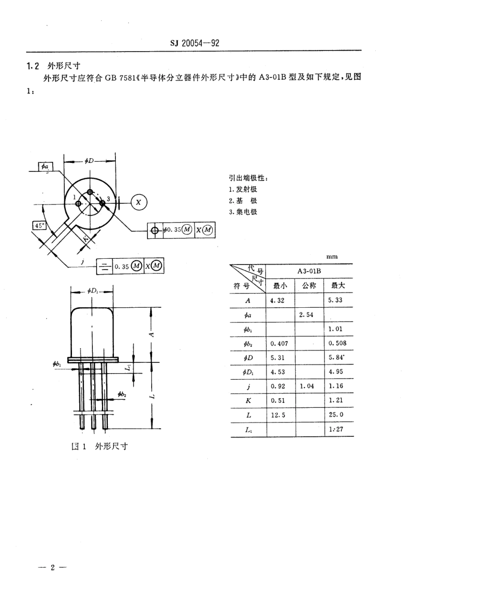 【电子行业军用标准】SJ 20054-1992 半导体分立器件 3DK101型NPN硅小功率开关晶体管详细规范.pdf_第3页