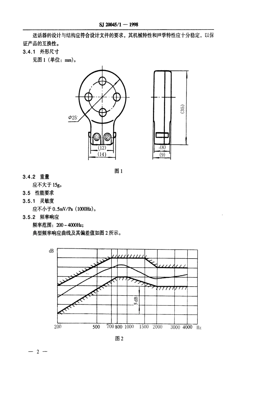 【电子行业军用标准】SJ 20045.1-1998 ODK-1型抗噪声送话器详细规范.pdf_第3页