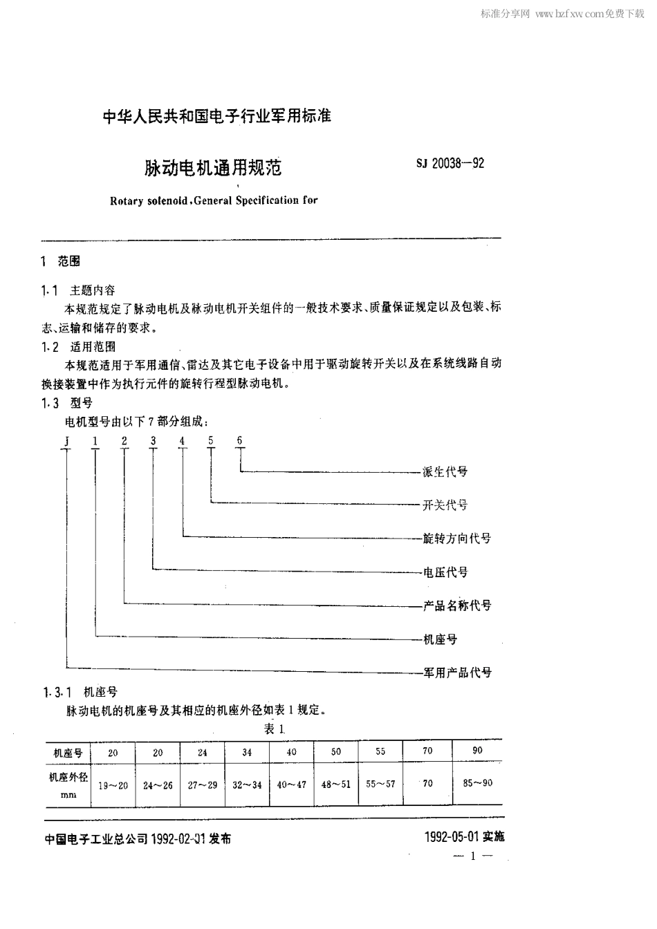 【电子行业军用标准】SJ 20038-1992 脉动电机通用规范.pdf_第2页