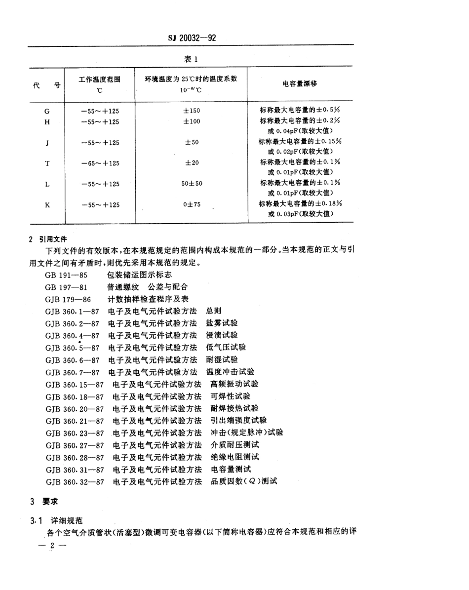 【电子行业军用标准】SJ 20032-1992 空气介质管状(活塞型)微调可变电容器总规范.pdf_第3页