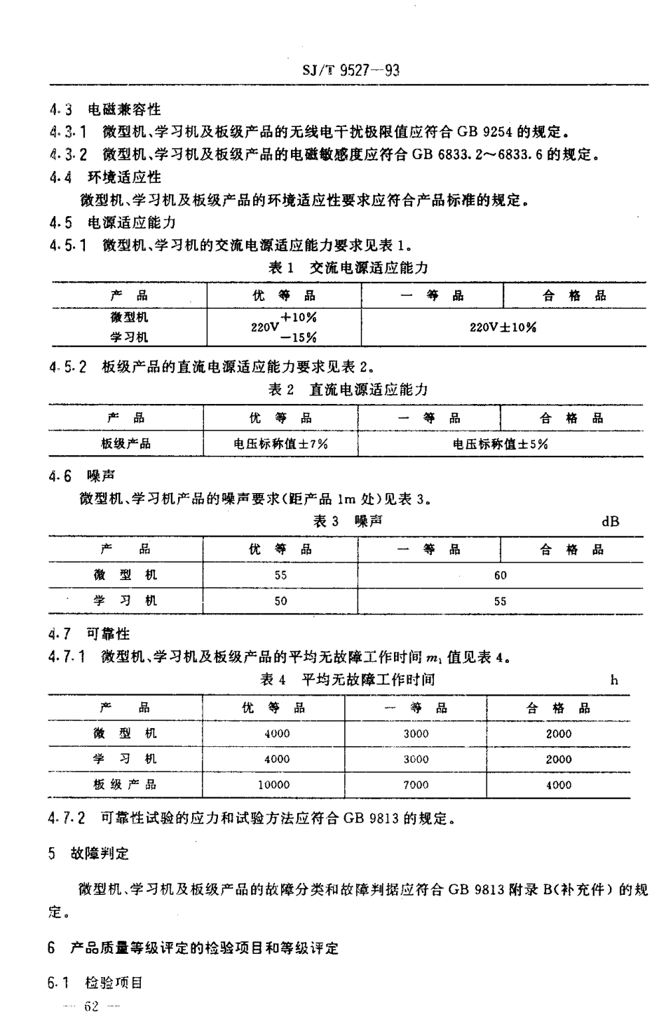 【电子行业军用标准】SJT 9527-1993 微型数字电子计算机 质量分等标准.pdf_第2页
