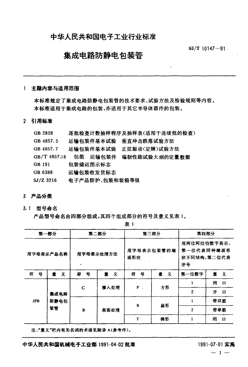 SJT 10147-1991 集成电路防静电包装管.pdf_第2页