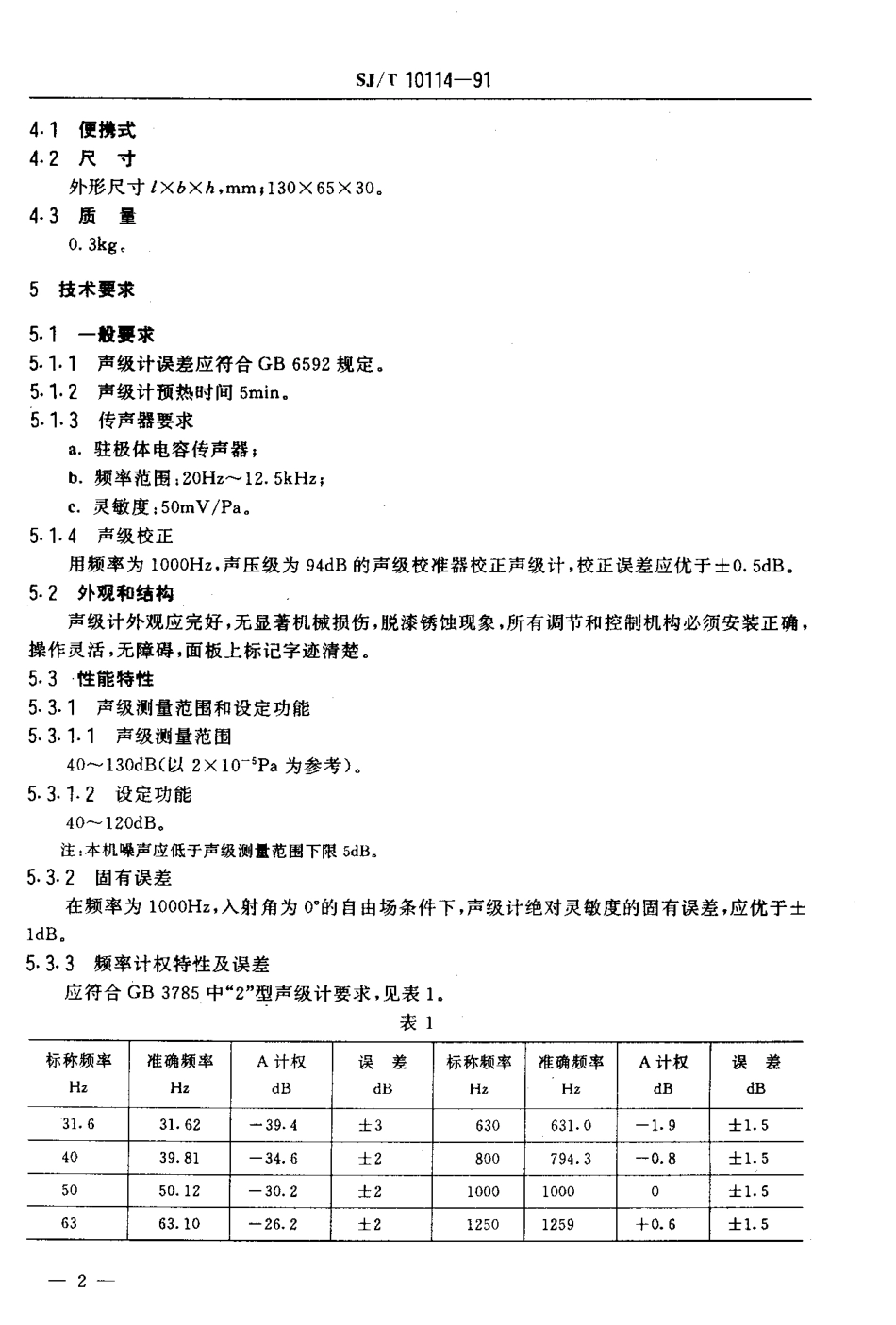 SJT 10114-1991 HS5633型数字声级计.pdf_第3页